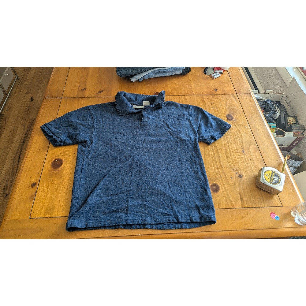 90s Knightsbridge Mens Navy Blue Ribbed Knit Polo Medium